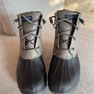 Sperry Black and Gray Duck Boots (bean boots)